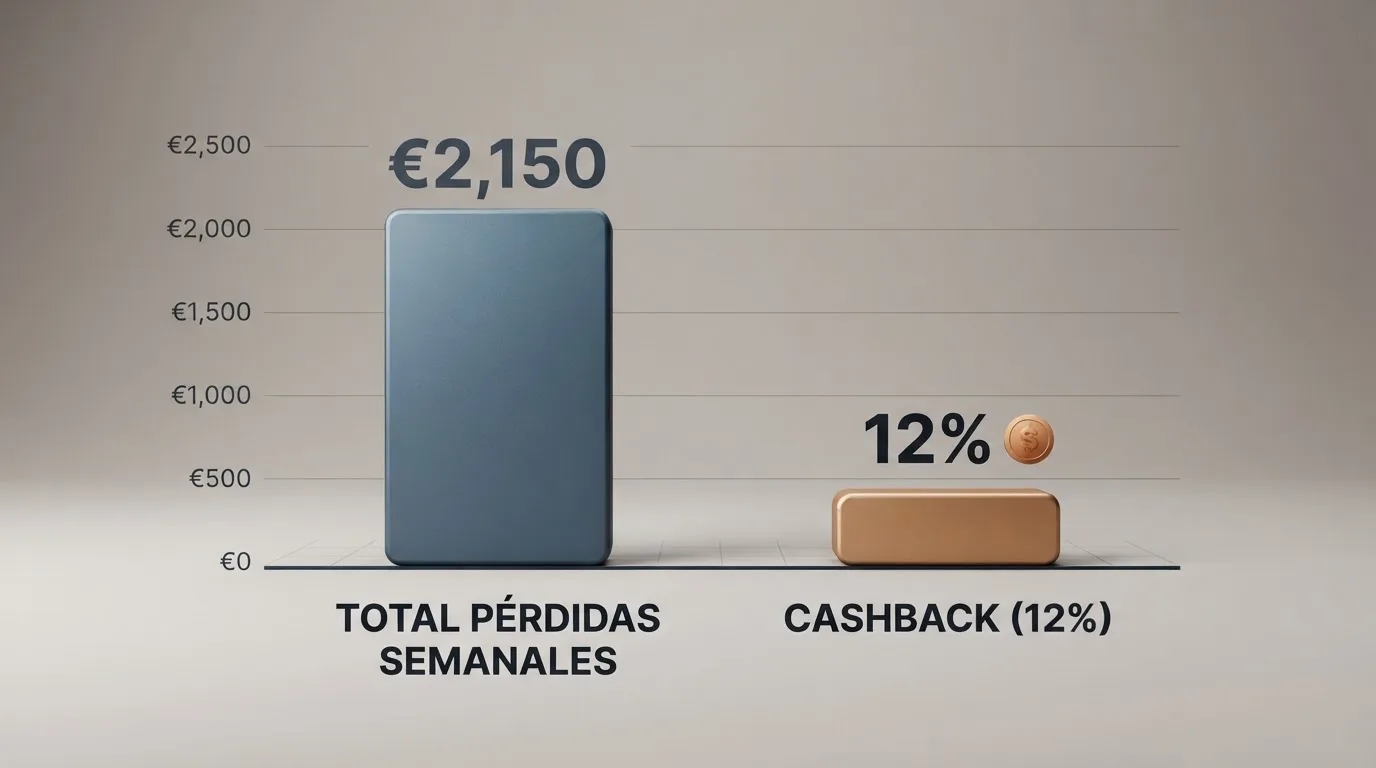 Gráfico de barras mostrando el porcentaje de pérdidas devuelto frente al saldo original