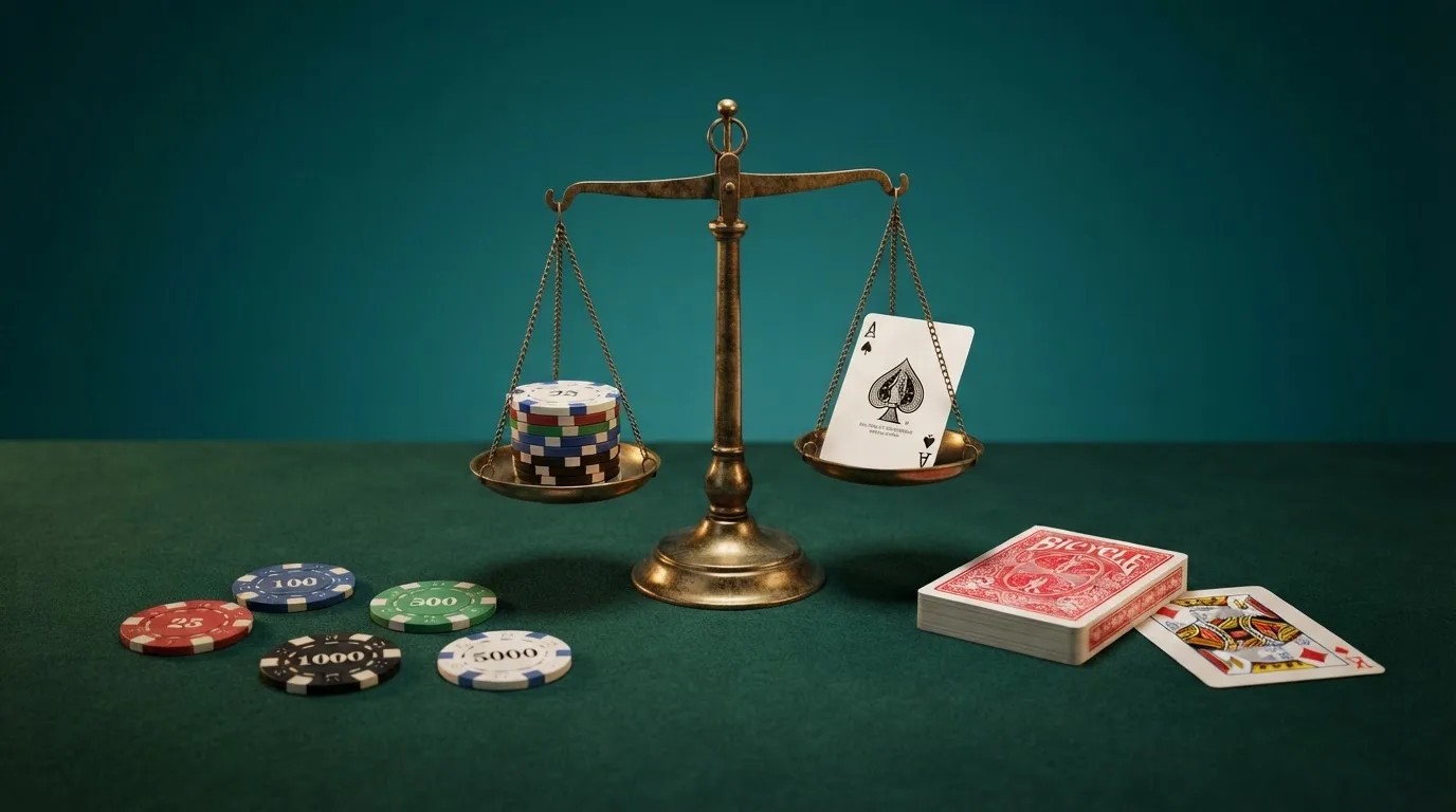 Tabla comparativa con los logotipos de los diez casinos DGOJ analizados, ordenados por tipo de bono de bienvenida, junto a una balanza que pesa rollover frente a importe del bono