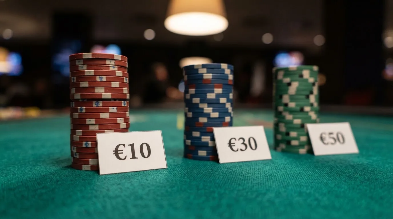Captura conceptual de una tabla comparativa con logotipos de casinos online y cifras de bonos en euros junto a cada uno