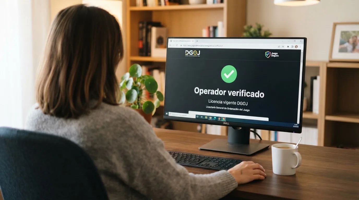 Pantalla del registro oficial de la DGOJ con el listado de operadores autorizados y el dominio .es visible en la barra de navegación