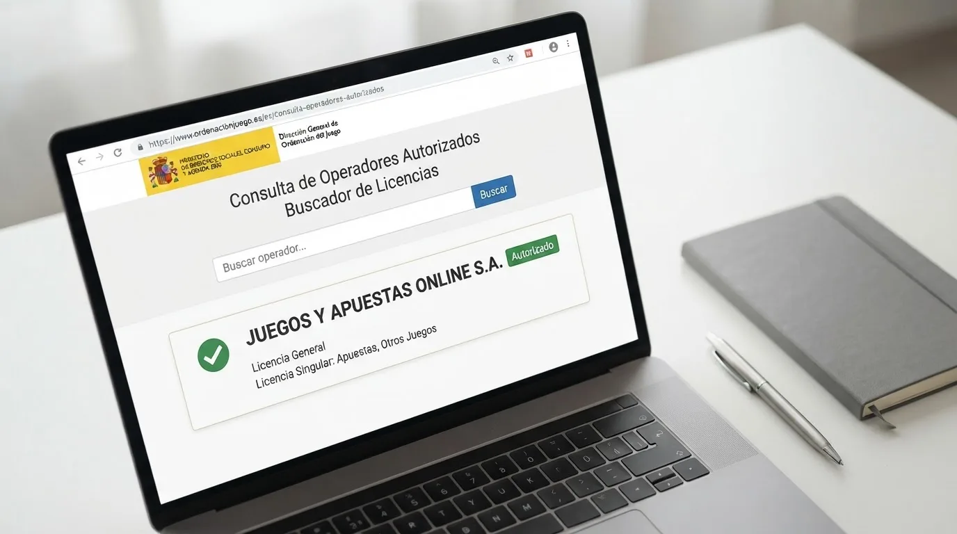 Captura del buscador oficial de operadores de ordenacionjuego.es con el campo de búsqueda y un resultado de operador autorizado visible